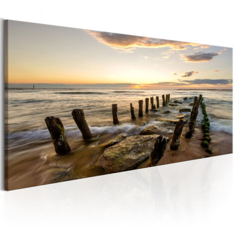 Tableau Imprimé "Wooden Breakwaters" 45 x 135 cm (1/2)
