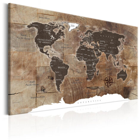 Tableau Imprimé "World Map : Wooden Mosaic" 40 x 60 cm (1/2)