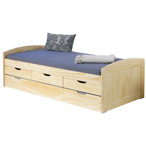 Lit Banquette Enfant Bois "Rob" 90x200cm Naturel (1/5)