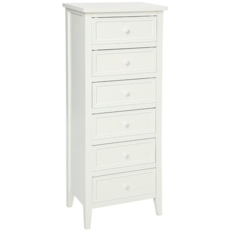 Atmosphera – Chiffonnier vintage 6 tiroirs 113cm – Bois pin et MDF – Style rétro – Espace de rangement élégant blanc