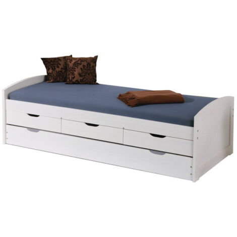 Lit Banquette Enfant en Bois "Rob" 90x200cm Blanc (1/5)