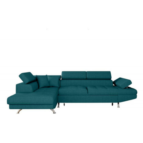 Canapé d'Angle Gauche Convertible "Tyma" 271cm Bleu Canard (1/5)