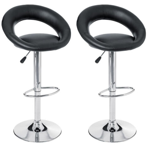 Lot de 2 Tabourets de Bar "Sasha" 80-102cm Noir (1/4)
