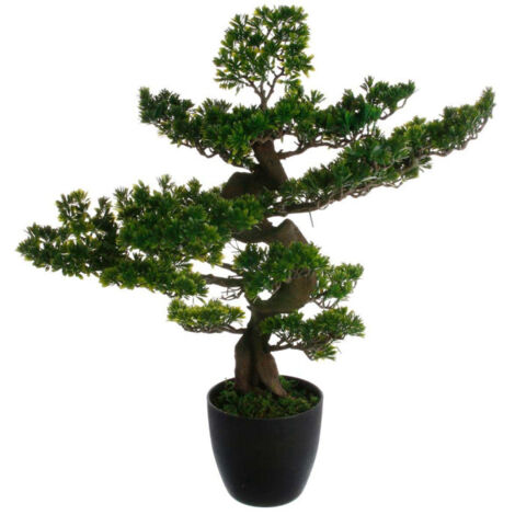 Atmosphera – Plante verte artificielle bonsai 80cm – Décoration intérieure sans entretien – Matière plastique et ciment – Couleur verte et noire (1/2)