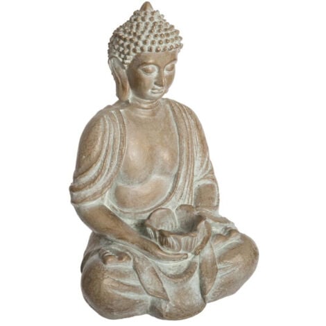 Statue Déco "Bouddha Blanchi" 39cm Beige