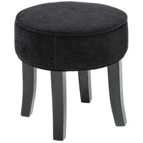 Atmosphera – Tabouret en velours 35cm noir – Assise mousse polyuréthane – Structure en pin – Design moderne et élégant pour intérieur