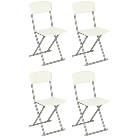Lot de 4 Chaises Pliantes "Assise" 83cm Blanc (1/4)