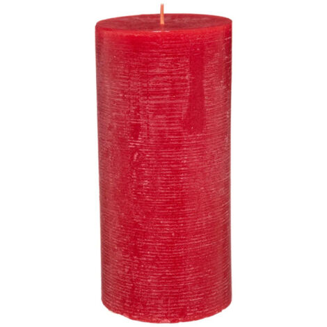 Bougie Cylindrique "Rustic" 14cm Rouge (1/3)
