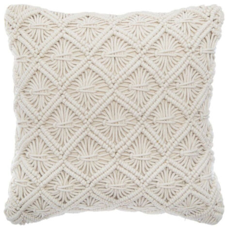Coussin Déhoussable "Macram" 40x40cm Beige (1/5)