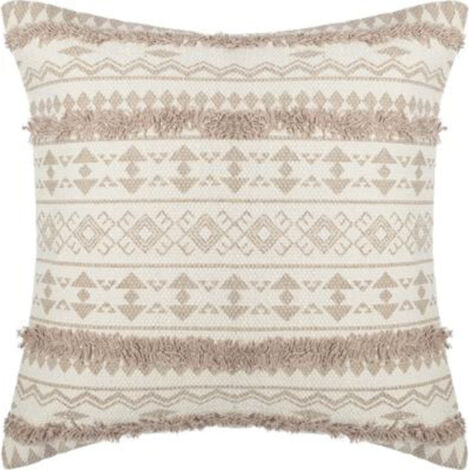 Atmosphera – Housse de coussin tuftée 'Etnik' 40x40cm en coton – Housse déhoussable – Couleur lin pour décoration intérieure (1/5)