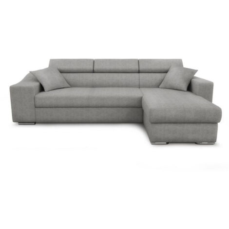 Canapé d'Angle Réversible Convertible Niche à Gauche "Bobi" 264cm Gris (1/5)