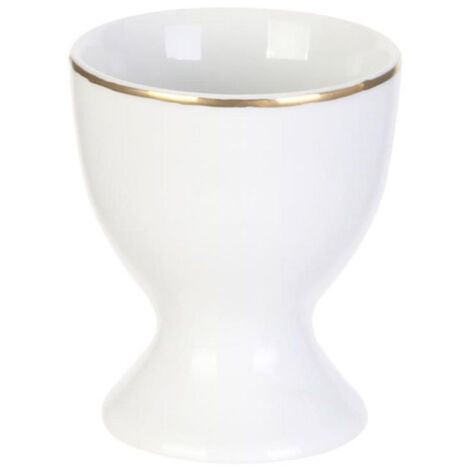 Coquetier Design "Liseré" 7cm Blanc & Or (1/2)