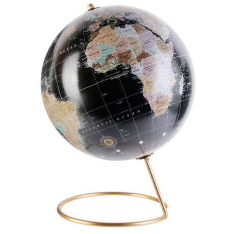 Globe Terrestre Déco "World" 29cm Noir & Or (1/4)