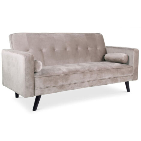 Canapé Convertible 3 Places Scandinave "Navya" Taupe (1/3)
