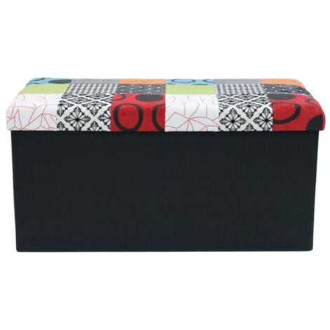 Banc & Coffre de Rangement "Patchwork" 76cm Multicolore