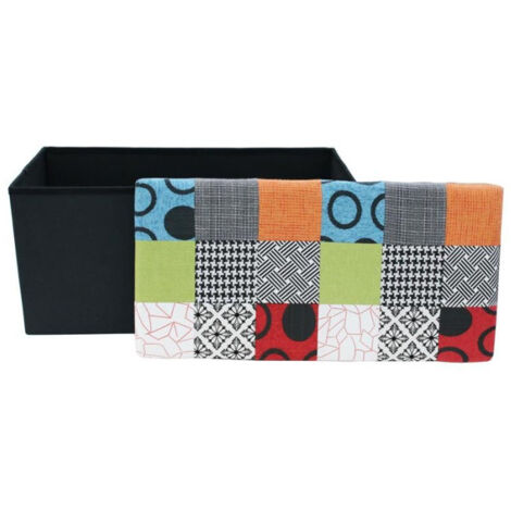 Banc & Coffre de Rangement "Patchwork" 76cm Multicolore