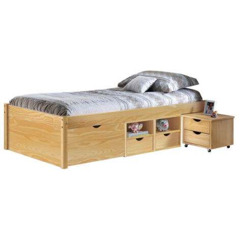 Lit Enfant Multi-Rangements "Clark" 90x200cm Naturel (1/5)