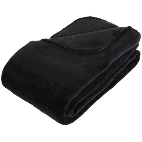 Plaid Microfibre 180x230cm Noir (1/3)