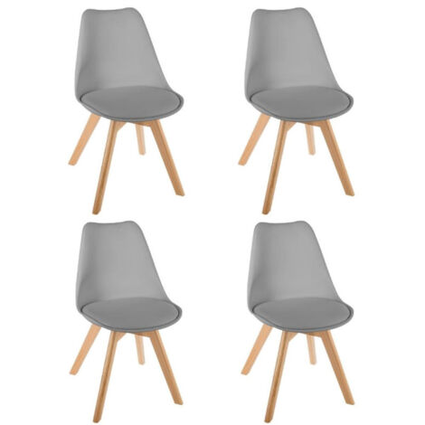 Lot de 4 Chaises Design "Baya" 81cm Gris Clair (1/3)