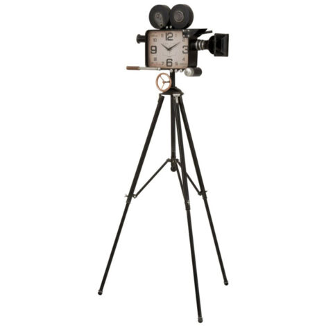 Horloge Design sur Pied "Camera" 153cm Noir (1/2)
