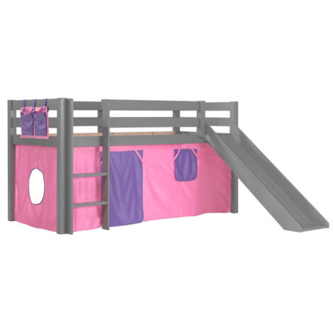 Pack - Lit Enfant Toboggan & Tente "Pino Rose" Gris (1/2)