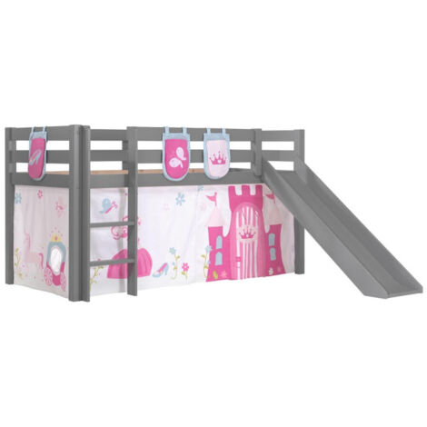 Pack - Lit Enfant Toboggan, Tente & 3 Pochettes "Pino Princesse" Gris (1/2)