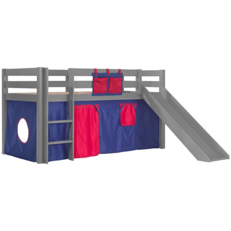 Pack - Lit Enfant Toboggan & Tente "Pino Rouge" Gris (1/2)