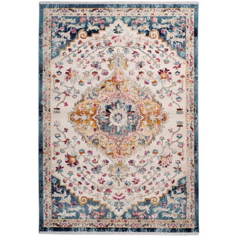 Tapis Oriental Effet Usé "Anouk" Blanc & Bleu 160 x 230 cm (1/4)