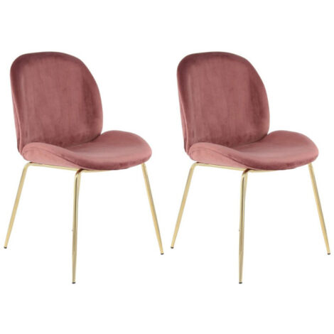 Lot de 2 Chaises Design "Charlize" 90cm Rose & Or (1/4)