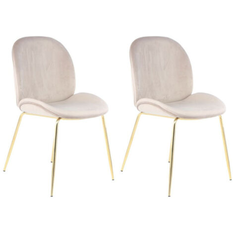 Lot de 2 Chaises Design "Charlize" 90cm Beige & Or (1/4)