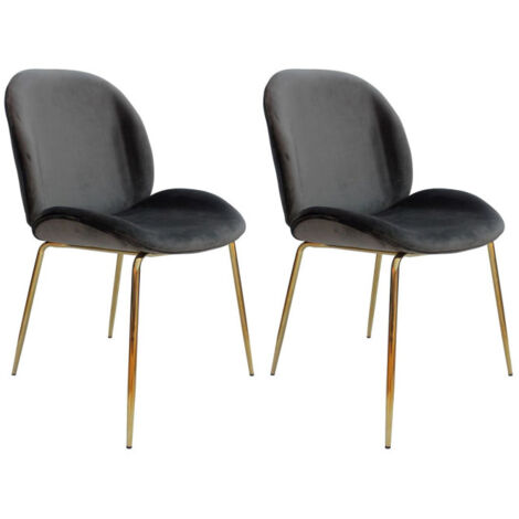 Lot de 2 Chaises Design "Charlize" 90cm Gris & Or (1/4)