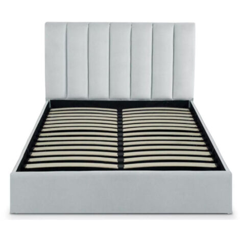 Lit Coffre Design Velours "Songa" 140x190cm Argent (1/3)