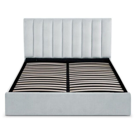 Paris Prix – Lit coffre velours argent 160x200cm – Sommier relevable – Dimensions L. 169 x l. 207 x H. 112 cm – Pour rangement pratique (1/2)