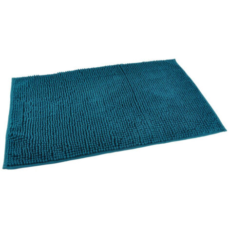 Paris Prix – Tapis de bain microfibre 45x75cm bleu canard – Doux et confortable – Entretien facile – Tapis rectangulaire pour salle de bain