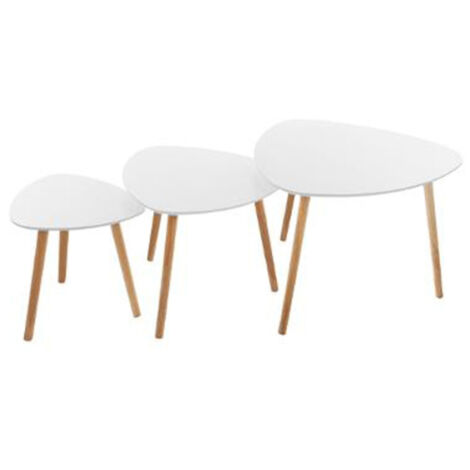 Lot de 3 Tables à Café Gigognes "Mileo" 60cm Blanc (1/5)