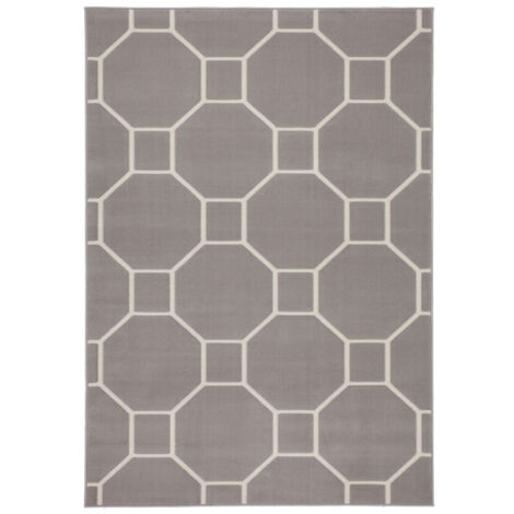 Tapis Effet 3D à Poils Courts "Lina" Taupe & Ivoire 80 x 150 cm (1/4)