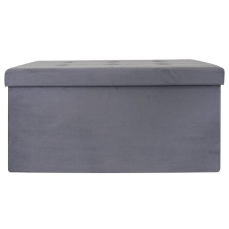Banc & Coffre de Rangement "Suédine" 76cm Gris