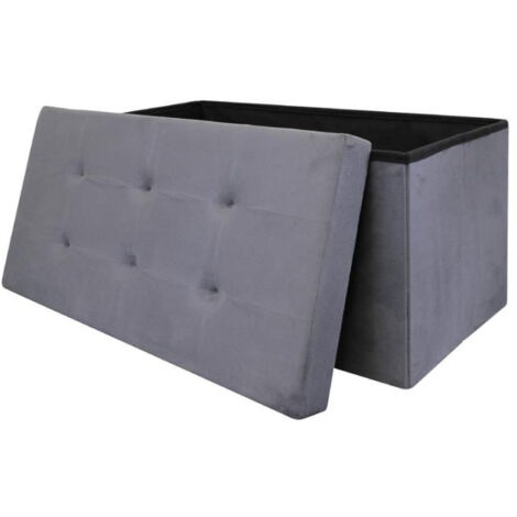 Banc & Coffre de Rangement "Suédine" 76cm Gris