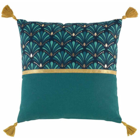 Coussin Déco Imprimé "Art Chic" 40x40cm Bleu (1/3)