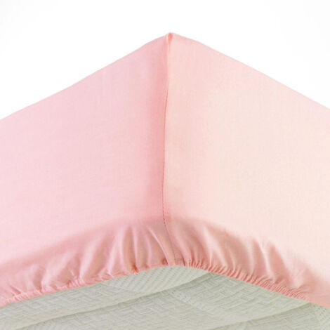 Drap Housse "Jersy" 160x200cm Rose Dragée (1/5)