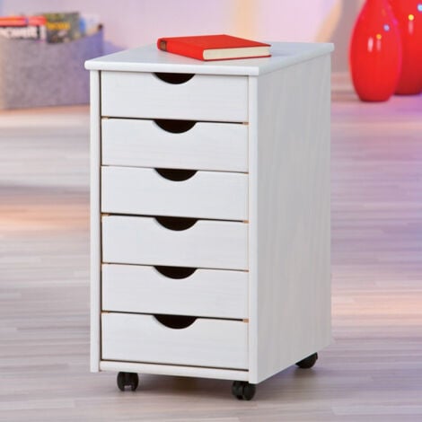 Caisson de Bureau 6 Tiroirs "School" 65cm Blanc