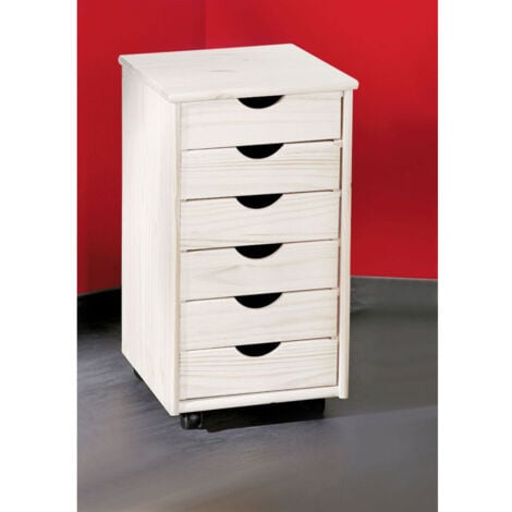 Caisson de Bureau 6 Tiroirs "School" 65cm Blanc