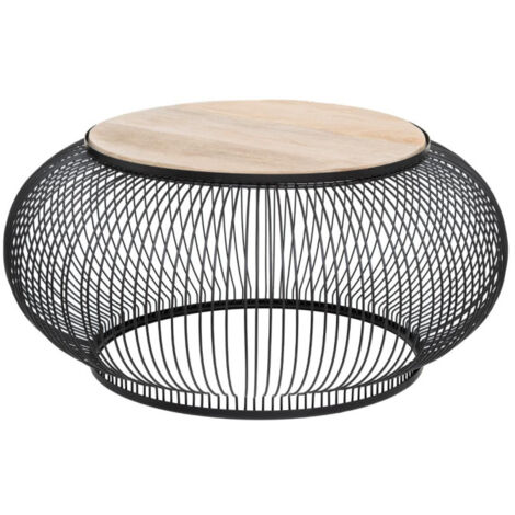 Table Basse Design Ondulé 90cm Noir