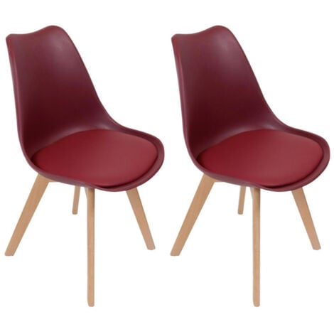 Lot de 2 Chaises Scandinave "Coquil" 81cm Bordeaux
