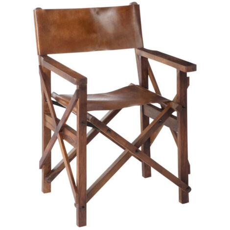 Fauteuil Pliable Design Cuir "Museum" 88cm Marron (1/5)