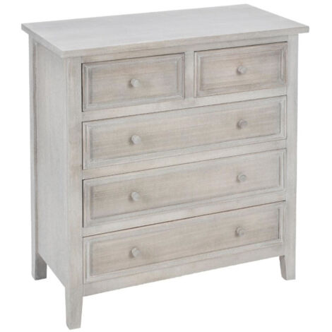 Atmosphera – Commode 5 tiroirs 81cm en panneaux MDF – Finition peinture nitrocellulose – Style naturel pour rangement élégant (1/2)