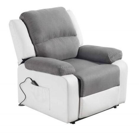 Fauteuil de Relaxation Electrique "Ota" 96cm Blanc & Gris (1/5)