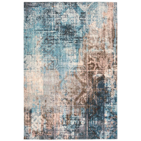 Tapis Vintage à Poils Courts "Indiana III" Bleu 80 x 150 cm (1/4)