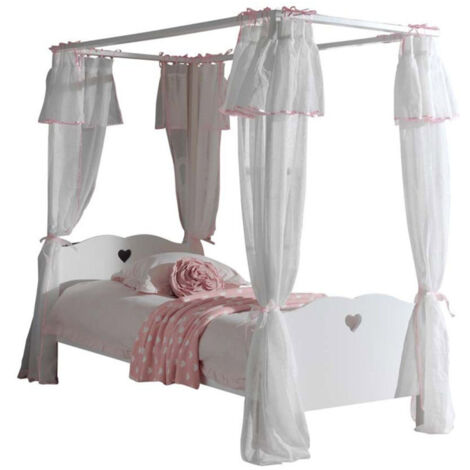 Lit Enfant à Baldaquin & Voile "Amori" 90x200cm Blanc (1/3)