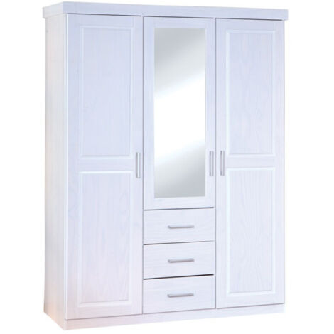 Armoire 3 Portes & 3 Tiroirs "Angel" 190cm Blanc (1/5)
